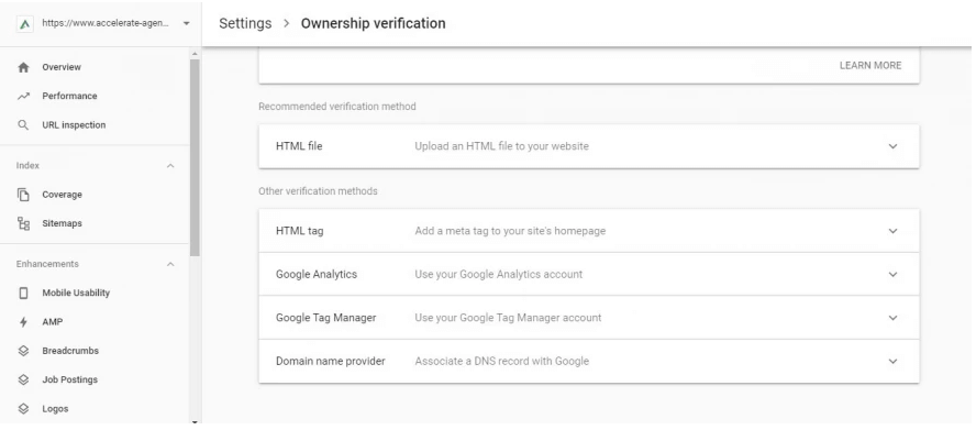 راهنمای google search console